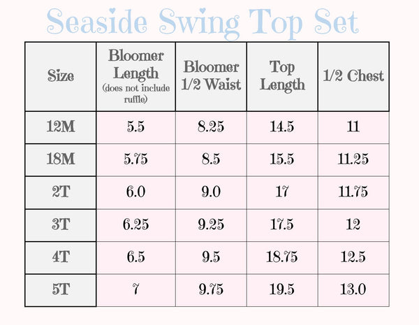 Seaside Swing Top / Bloomer Set (MULTIPLE OPTIONS)