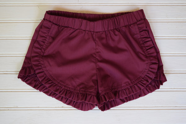Miss Maroon Ruffle Shorts