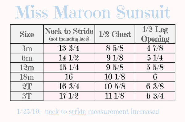 Miss Maroon Sunsuit - SHIPS Beginning of APRIL