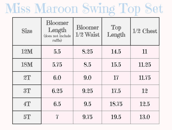Miss Maroon Swing Top / Bloomer Set