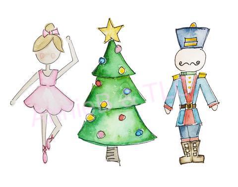 Nutcracker, Christmas Tree and Ballerina Design